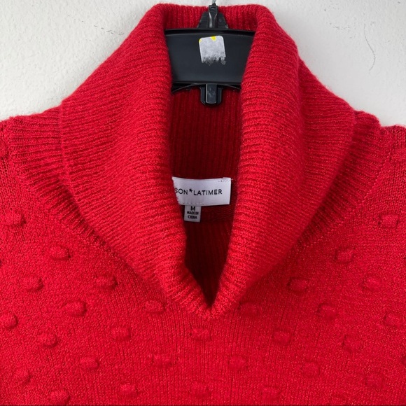 NWOT Gibson Latimer Red Popcorn polka Dot Sweater - Picture 11 of 16